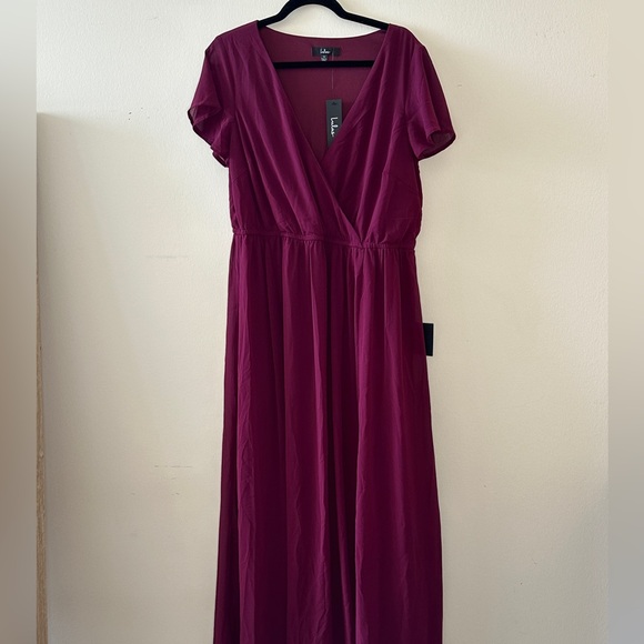 Lulus Marigold Burgundy Wrap Maxi Dress - NWT - Picture 3 of 4
